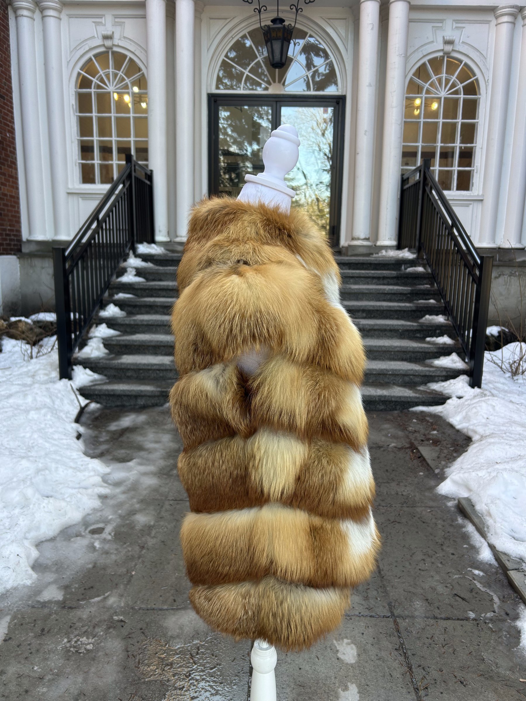Red Fox Fur Vest — Chevron Pattern